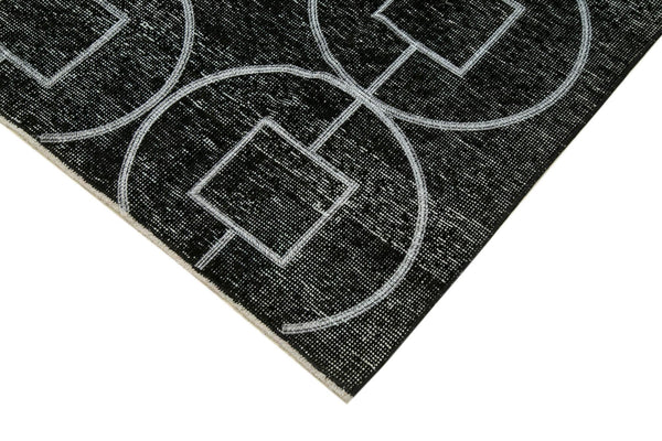Geometric Carpet Siyah Geometrik Pamuk Yün El Dokuma Halısı 137x390 Agacan