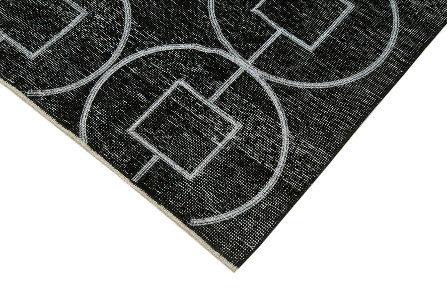 Siyah Beyaz Geometrik Yün El Dokuma Modern Halı 137x390 cm – Koridor kullanımı