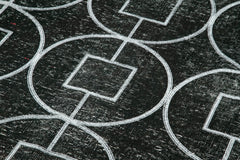 Geometric Carpet Siyah Geometrik Pamuk Yün El Dokuma Halısı 137x390 Agacan