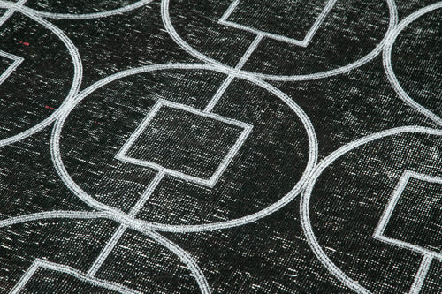 Geometric Carpet Siyah Geometrik Pamuk Yün El Dokuma Halısı 137x390 Agacan