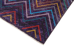 Geometric Carpet Mor Geometrik Pamuk Yün El Dokuma Halısı 136x377 Agacan