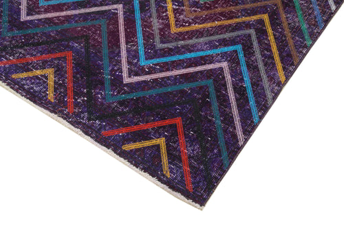 Geometric Carpet Mor Geometrik Pamuk Yün El Dokuma Halısı 136x377 Agacan