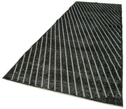 Geometric Carpet Siyah Geometrik Pamuk Yün El Dokuma Halısı 150x400 Agacan