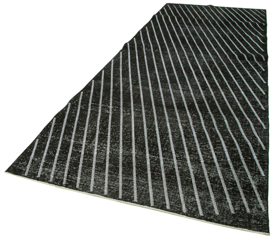 Geometric Carpet Siyah Geometrik Pamuk Yün El Dokuma Halısı 150x400 Agacan