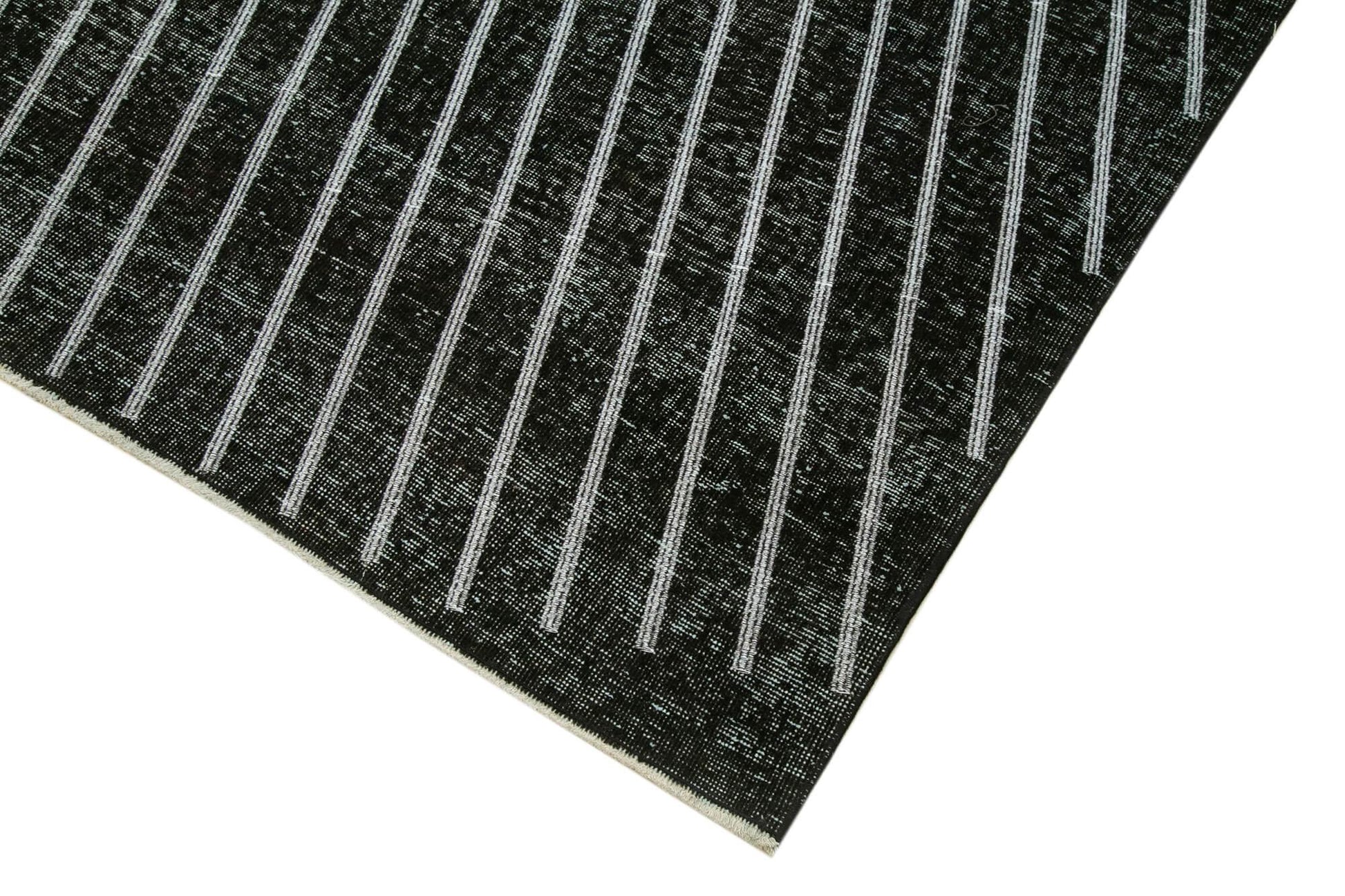 Geometric Carpet Siyah Geometrik Pamuk Yün El Dokuma Halısı 150x400 Agacan