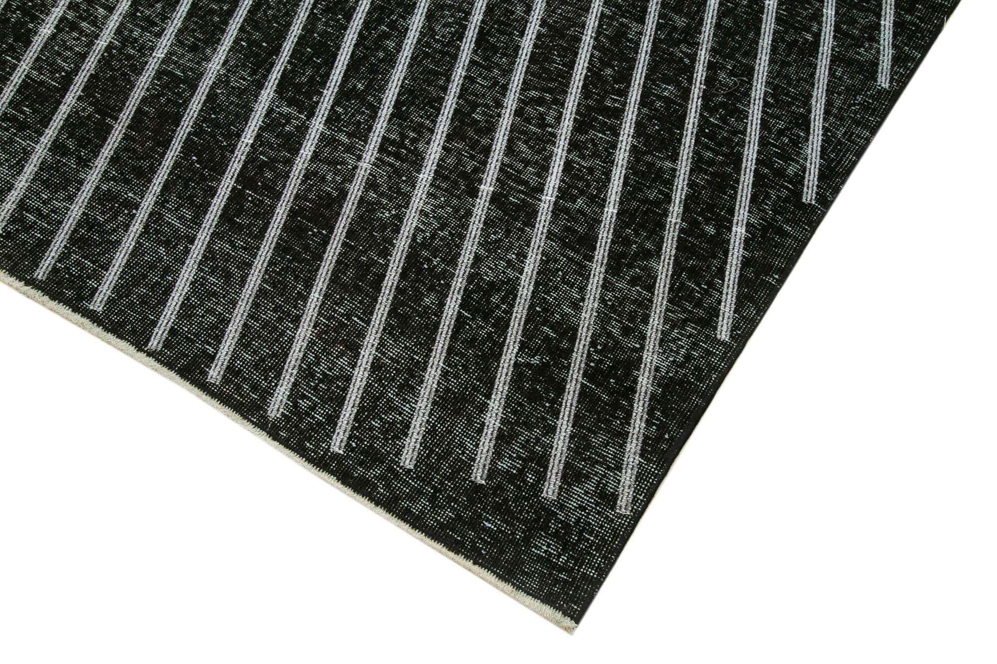 Geometric Carpet Siyah Geometrik Pamuk Yün El Dokuma Halısı 150x400 Agacan