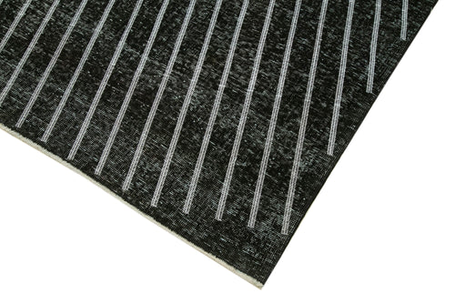 Geometric Carpet Siyah Geometrik Pamuk Yün El Dokuma Halısı 150x400 Agacan