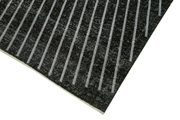 Geometric Carpet Siyah Geometrik Pamuk Yün El Dokuma Halısı 150x400 Agacan