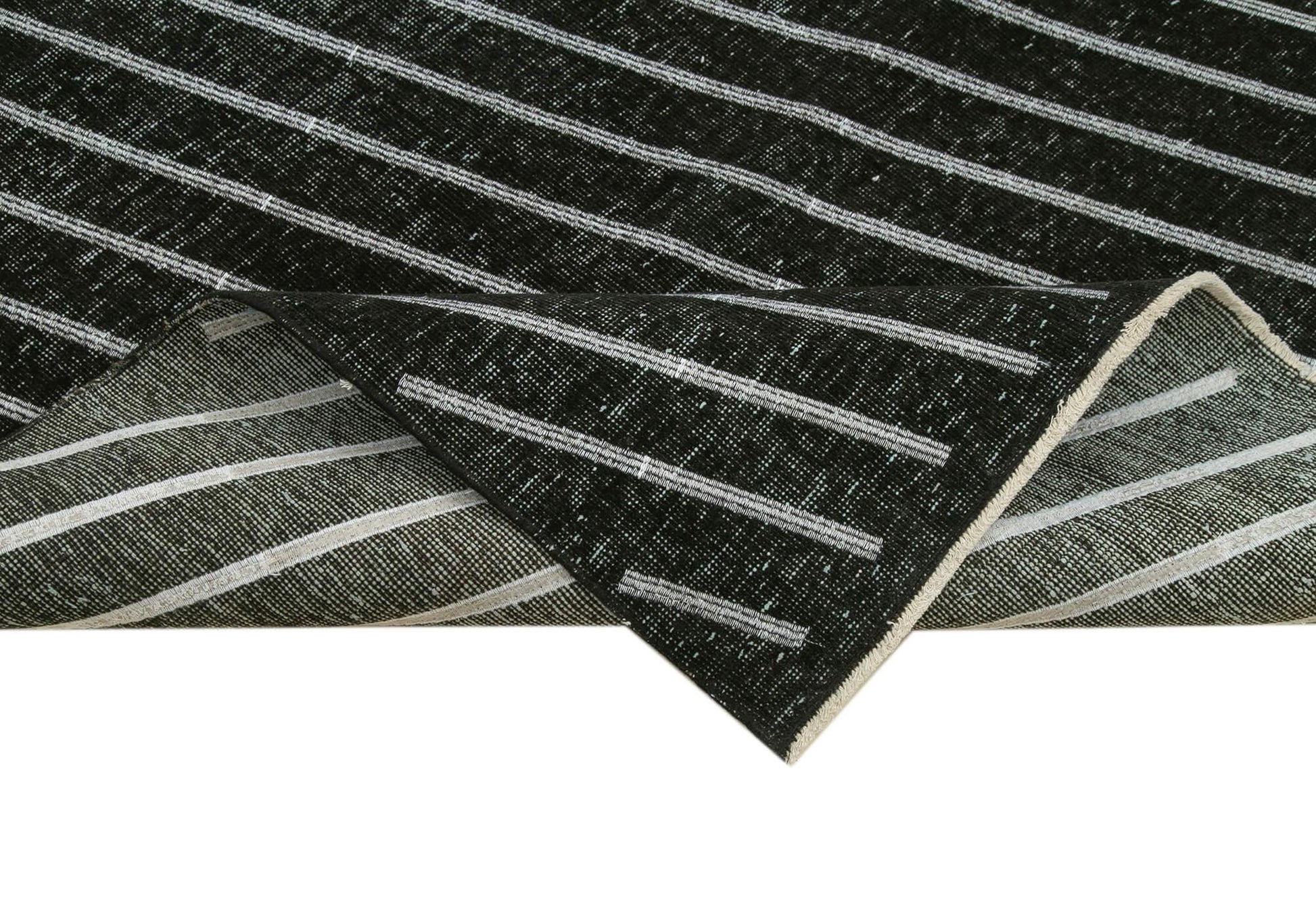 Geometric Carpet Siyah Geometrik Pamuk Yün El Dokuma Halısı 150x400 Agacan