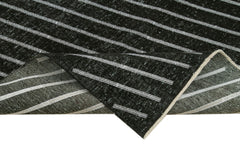 Geometric Carpet Siyah Geometrik Pamuk Yün El Dokuma Halısı 150x400 Agacan