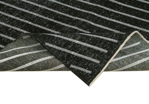 Geometric Carpet Siyah Geometrik Pamuk Yün El Dokuma Halısı 150x400 Agacan