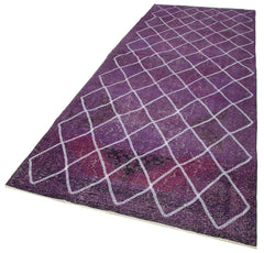 Geometric Carpet Mor Geometrik Pamuk Yün El Dokuma Halısı 139x392 Agacan
