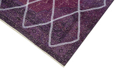 Geometric Carpet Mor Geometrik Pamuk Yün El Dokuma Halısı 139x392 Agacan