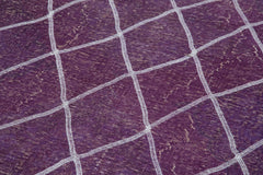 Geometric Carpet Mor Geometrik Pamuk Yün El Dokuma Halısı 139x392 Agacan