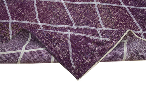 Geometric Carpet Mor Geometrik Pamuk Yün El Dokuma Halısı 139x392 Agacan