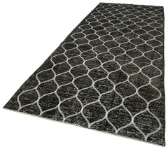 Geometric Carpet Siyah Geometrik Pamuk Yün El Dokuma Halısı 146x399 Agacan