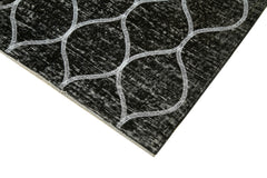 Geometric Carpet Siyah Geometrik Pamuk Yün El Dokuma Halısı 146x399 Agacan