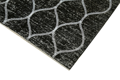 Geometric Carpet Siyah Geometrik Pamuk Yün El Dokuma Halısı 146x399 Agacan