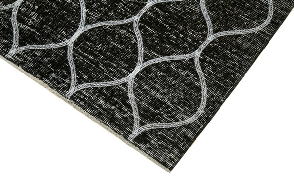 Geometric Carpet Siyah Geometrik Pamuk Yün El Dokuma Halısı 146x399 Agacan