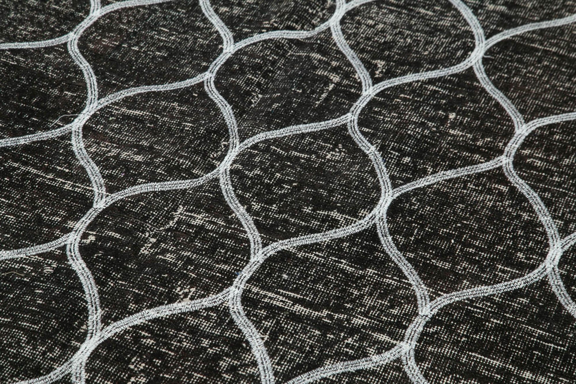 Geometric Carpet Siyah Geometrik Pamuk Yün El Dokuma Halısı 146x399 Agacan