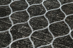 Geometric Carpet Siyah Geometrik Pamuk Yün El Dokuma Halısı 146x399 Agacan