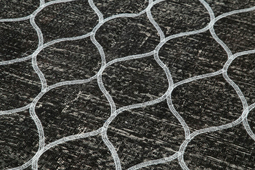 Geometric Carpet Siyah Geometrik Pamuk Yün El Dokuma Halısı 146x399 Agacan