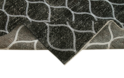 Geometric Carpet Siyah Geometrik Pamuk Yün El Dokuma Halısı 146x399 Agacan