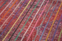 Geometric Carpet Pembe Geometrik Pamuk Yün El Dokuma Halısı 138x390 Agacan