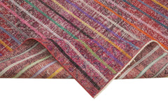 Geometric Carpet Pembe Geometrik Pamuk Yün El Dokuma Halısı 138x390 Agacan