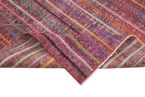 Geometric Carpet Pembe Geometrik Pamuk Yün El Dokuma Halısı 138x390 Agacan