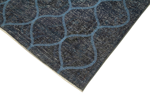 Geometric Carpet Mavi Geometrik Pamuk Yün El Dokuma Halısı 139x398 Agacan