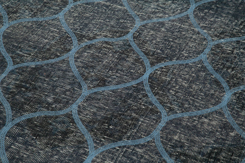 Geometric Carpet Mavi Geometrik Pamuk Yün El Dokuma Halısı 139x398 Agacan
