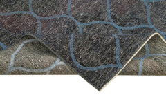 Geometric Carpet Mavi Geometrik Pamuk Yün El Dokuma Halısı 139x398 Agacan