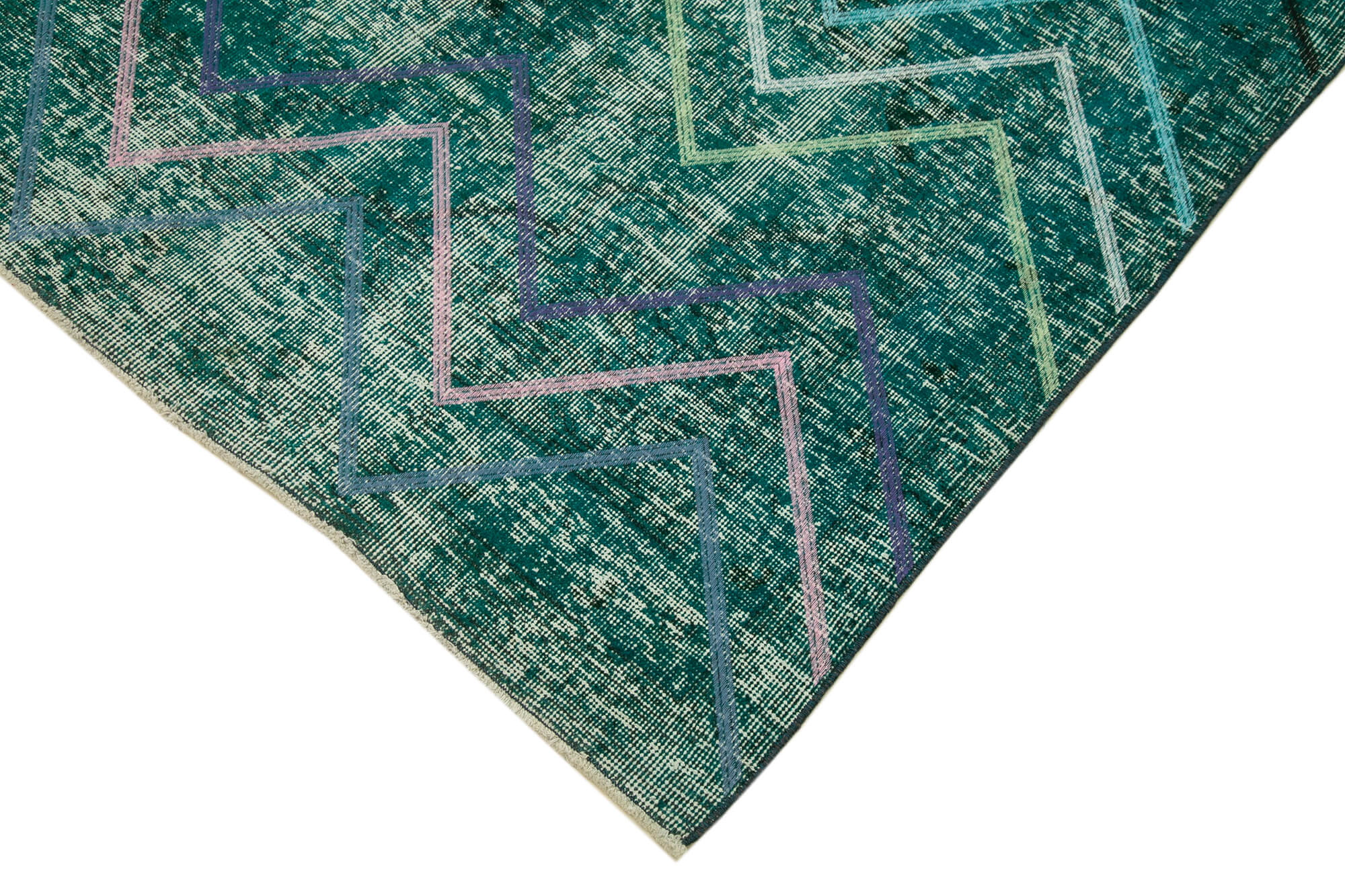 Geometric Carpet Turkuaz Geometrik Pamuk Yün El Dokuma Halısı 139x368 Agacan