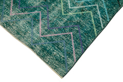 Geometric Carpet Turkuaz Geometrik Pamuk Yün El Dokuma Halısı 139x368 Agacan