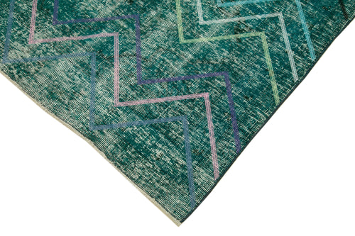 Geometric Carpet Turkuaz Geometrik Pamuk Yün El Dokuma Halısı 139x368 Agacan