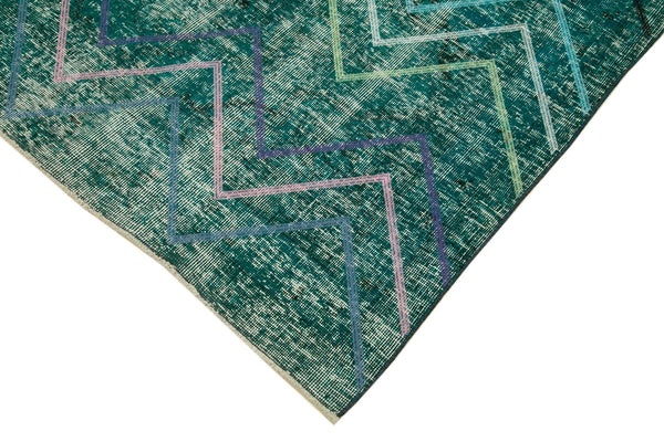 Geometric Carpet Turkuaz Geometrik Pamuk Yün El Dokuma Halısı 139x368 Agacan