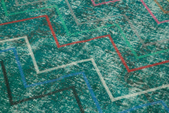 Geometric Carpet Turkuaz Geometrik Pamuk Yün El Dokuma Halısı 139x368 Agacan