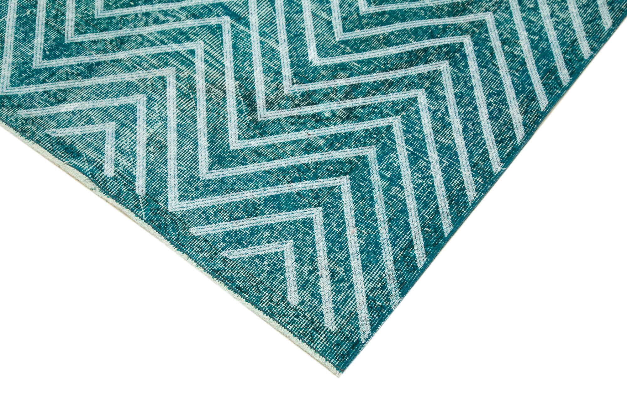 Geometric Carpet Turkuaz Geometrik Pamuk Yün El Dokuma Halısı 143x400 Agacan