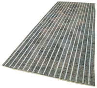 بساط ممر رمادي مخطط منسوج يدويًا باللونين الفحمي والكريمي 138x286 cm