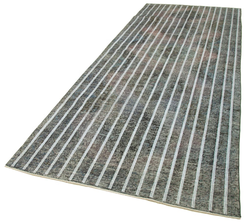 Geometric Carpet Gri Geometrik Pamuk Yün El Dokuma Halısı 138x286 Agacan