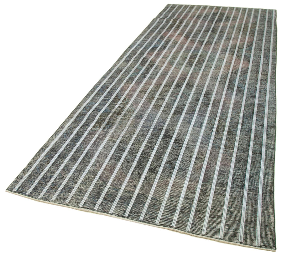 Geometric Carpet Gri Geometrik Pamuk Yün El Dokuma Halısı 138x286 Agacan