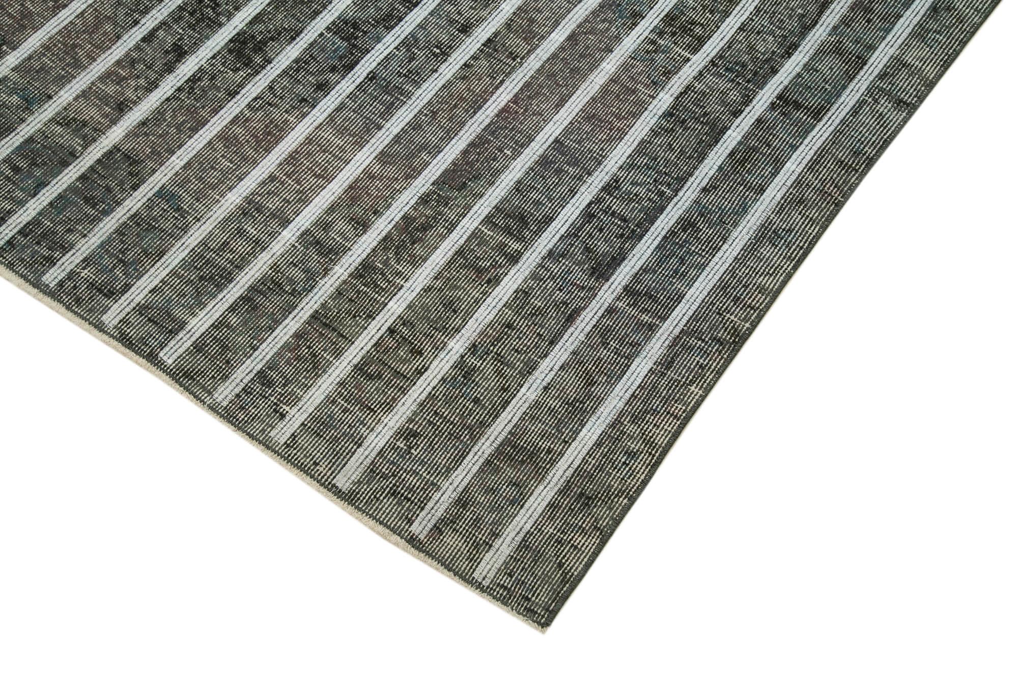 Geometric Carpet Gri Geometrik Pamuk Yün El Dokuma Halısı 138x286 Agacan