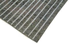 Geometric Carpet Gri Geometrik Pamuk Yün El Dokuma Halısı 138x286 Agacan