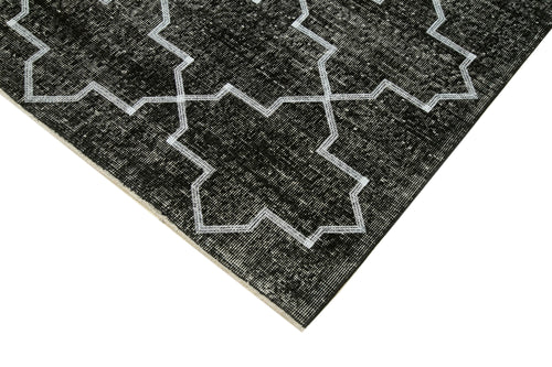 Geometric Carpet Siyah Geometrik Pamuk Yün El Dokuma Halısı 147x383 Agacan