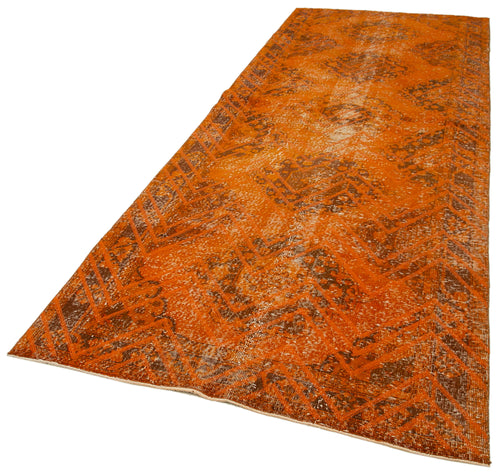 Geometric Carpet Turuncu Geometrik Pamuk Yün El Dokuma Halısı 138x382 Agacan