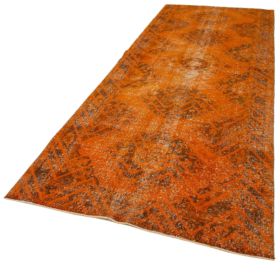 Geometric Carpet Turuncu Geometrik Pamuk Yün El Dokuma Halısı 138x382 Agacan