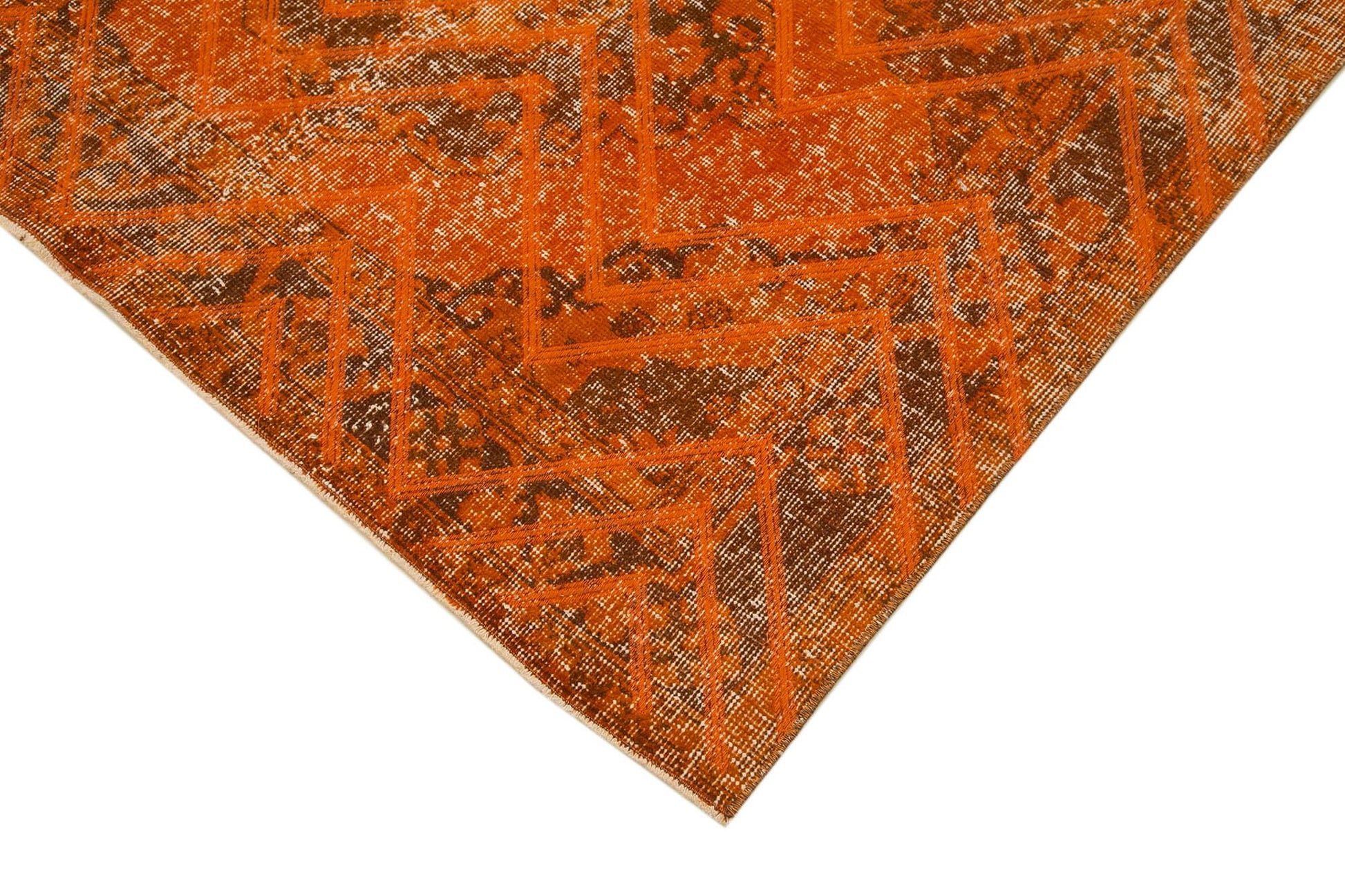 Geometric Carpet Turuncu Geometrik Pamuk Yün El Dokuma Halısı 138x382 Agacan