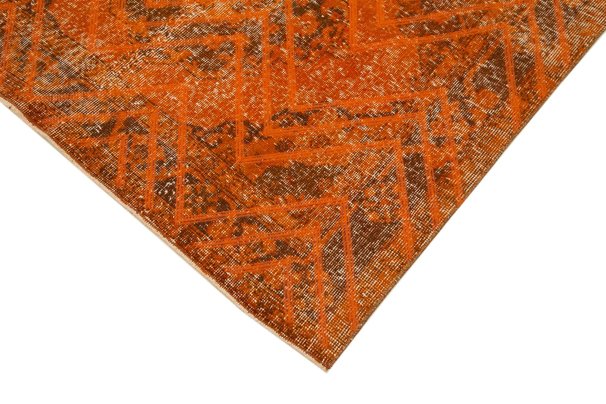 Geometric Carpet Turuncu Geometrik Pamuk Yün El Dokuma Halısı 138x382 Agacan