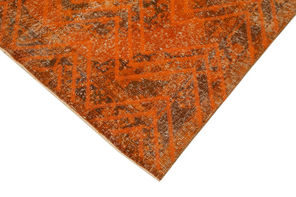 Geometric Carpet Turuncu Geometrik Pamuk Yün El Dokuma Halısı 138x382 Agacan